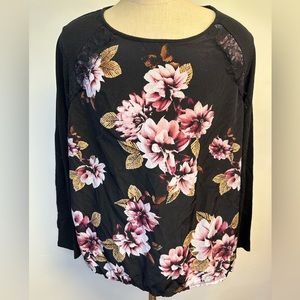 Plus Size Floral Blouse with lace embellishments from Dressbarn 3X